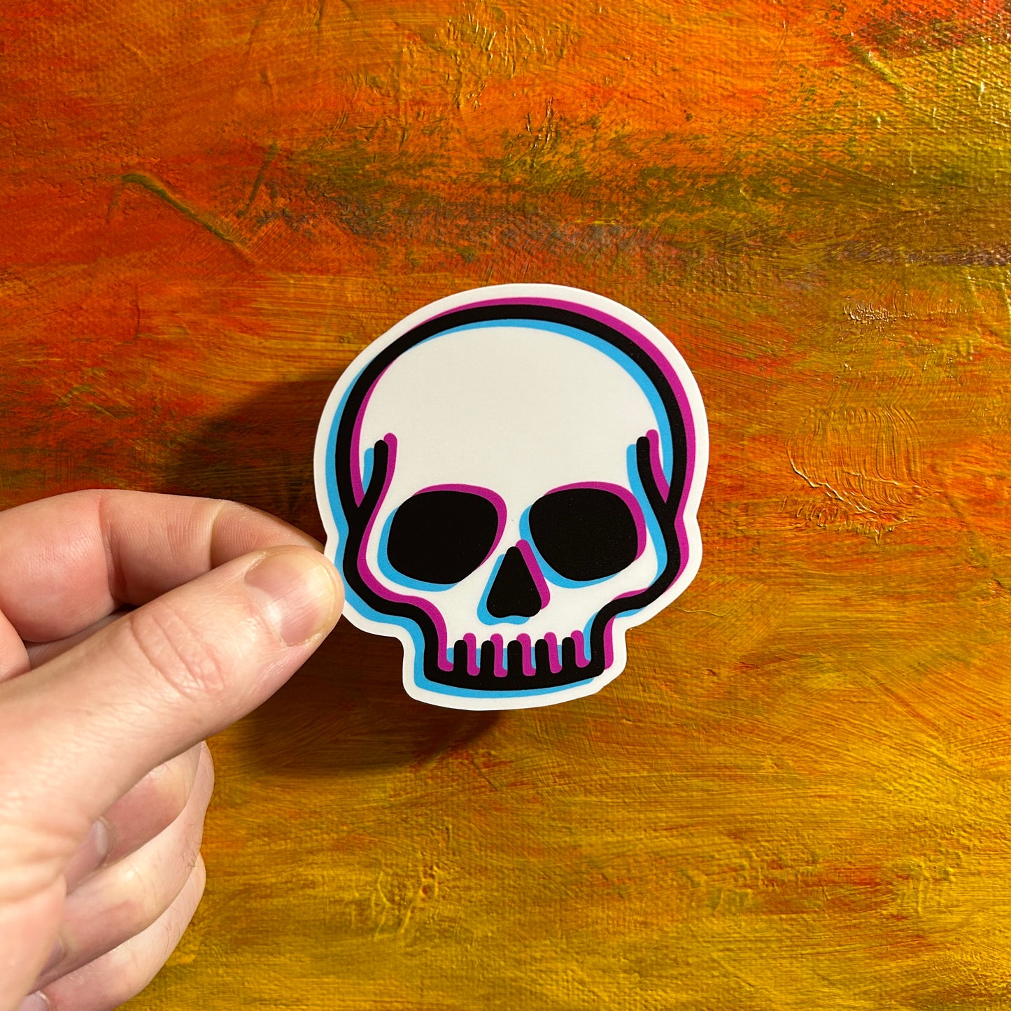 Anaglyph Skull | Waterproof Sticker