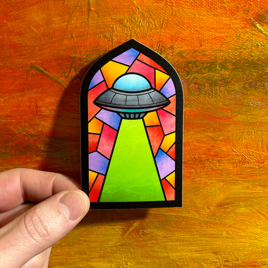 Stained Glass UFO | Waterproof Sticker