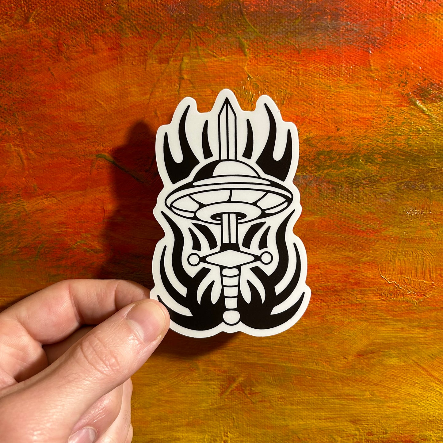 UFO & Sword | Waterproof Sticker