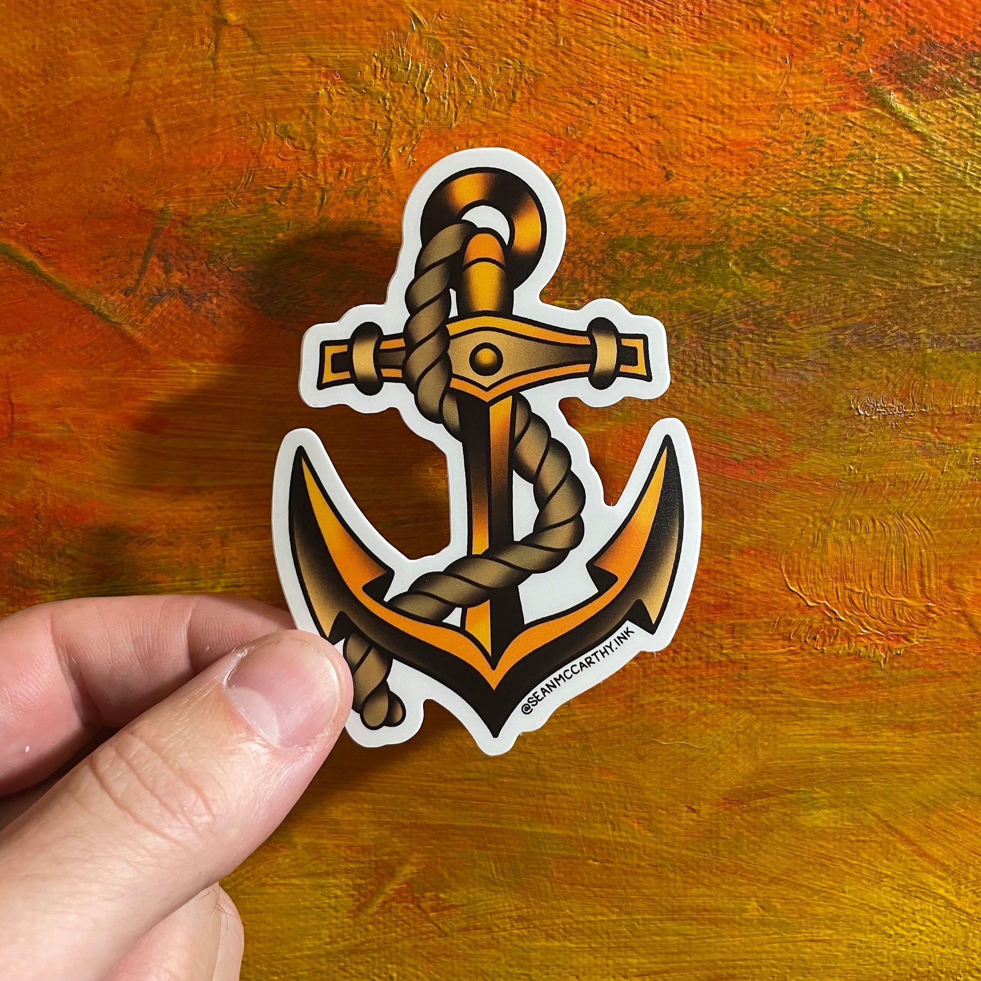 Anchor Tattoo Laptop Sticker | Tattoo Flash Neo Old School Traditional Sailor Nautical Waterproof decal | Water Bottle Sticker